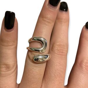 Women’s  Sterling Silver Abstract Spoon Wrap Ring NEW